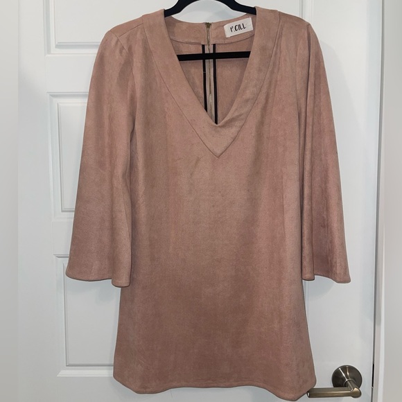 ADORABLE suede mini dress with *Bell Sleeves* - Picture 1 of 8